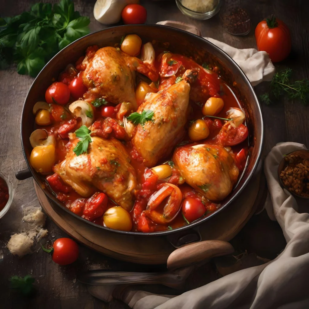 vRecette Authentique du Poulet Basquaise : Saveurs Traditionnelles du Pays Basque