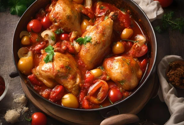 vRecette Authentique du Poulet Basquaise : Saveurs Traditionnelles du Pays Basque
