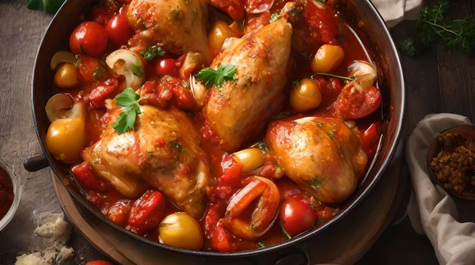 vRecette Authentique du Poulet Basquaise : Saveurs Traditionnelles du Pays Basque