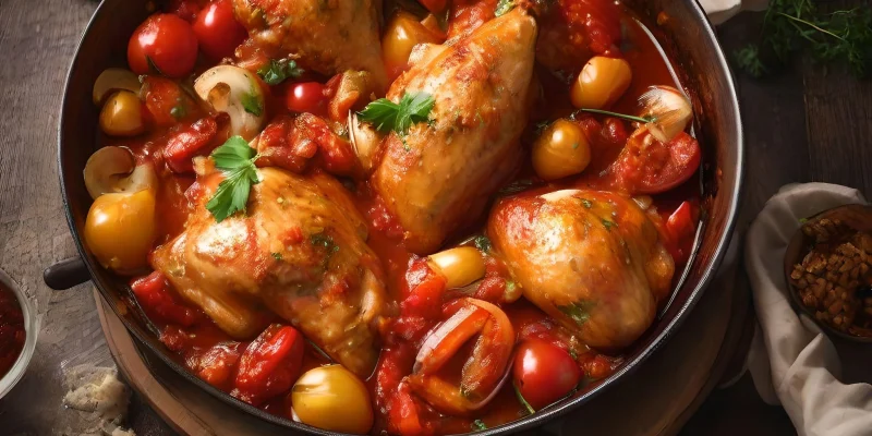 vRecette Authentique du Poulet Basquaise : Saveurs Traditionnelles du Pays Basque